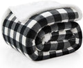 BEDELITE Black Whtie Buffalo Plaid Sherpa King Blanket for Bed