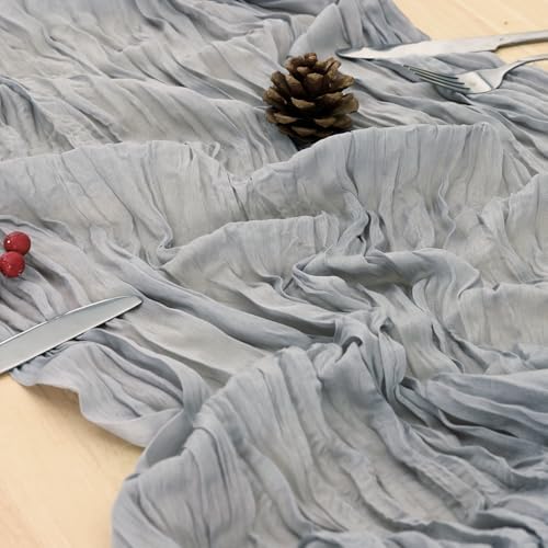 8 Pack Grey Cheesecloth Table Runner 120 Inch Boho Wedding Decor