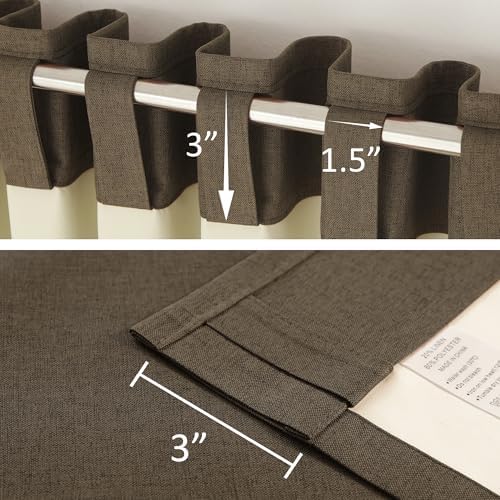 DUALIFE Brown Blackout Curtains 102 Inch Length 2 Panels Set for
