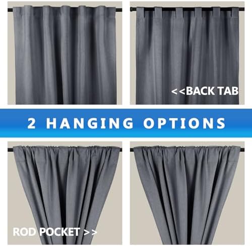Linen 100% Blackout Curtains for Bedroom, Black Out Curtains 84 Inch