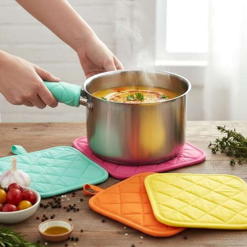 24 Pcs Cotton Pot Holders for Kitchen, Multicolor Square Hot Pads