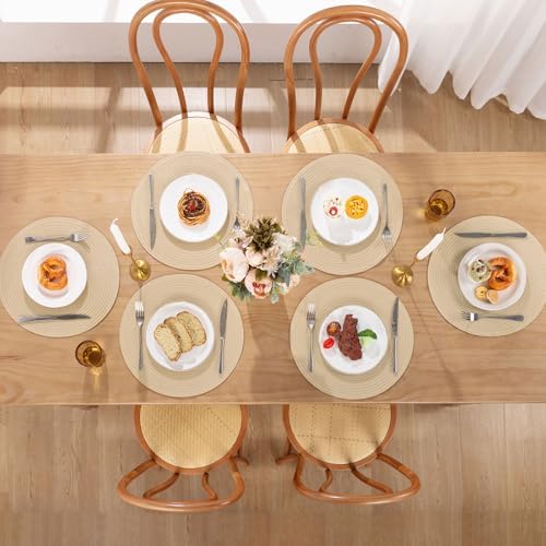 SHACOS 15 inch Round Braided Placemats Set of 4 Cotton Polyester Place