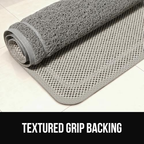 GORILLA GRIP Shower Curtain, 72x72, White and Loofah Shower Mat