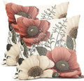 Vintage Flower Pillow Covers 18x18 Inch Rustic Floral Botanical