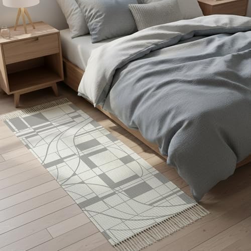 Modern Bohemia Hallway Runner Rug 2'x5', Abstract Minimalist Geometric