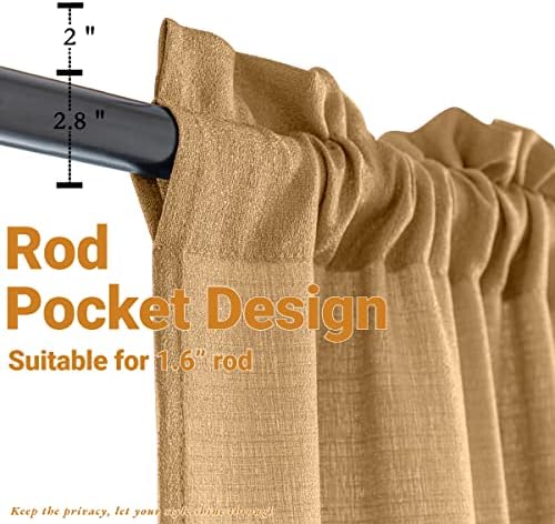Yancorp Khaki Curtains 84 Inch Length for Living Room 2 Panels Linen