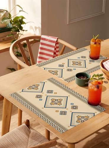 Placemats Set of 8, Beige Khaki Boho Woven Placemat, Linen Place Mats