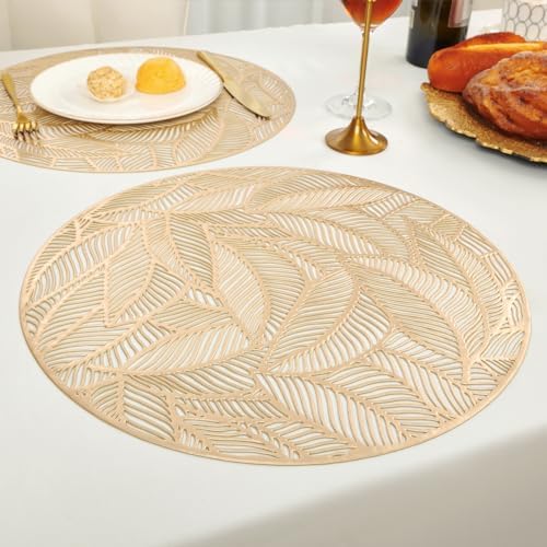 U'Artlines 12 Pack Round Pressed Vinyl Placemats Metallic Place Mat