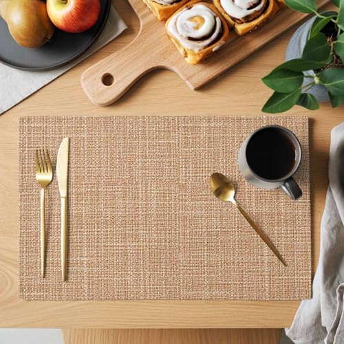 Round Placemats Set of 8 Minimalist Sandy Beige Place Mats Nature
