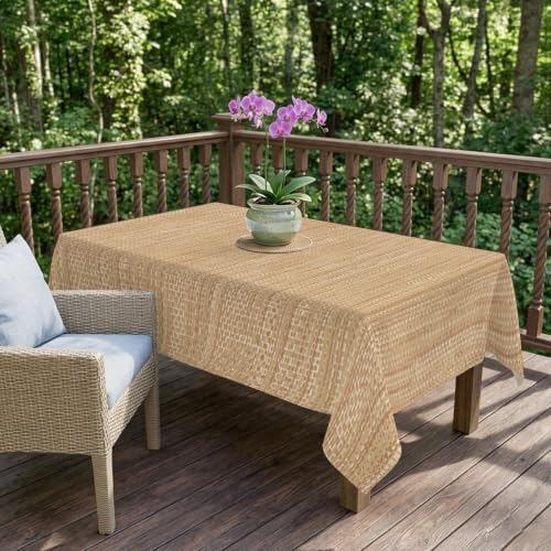 Minimalist Light Brown Waterproof Tablecloth Rectangle Washable Table