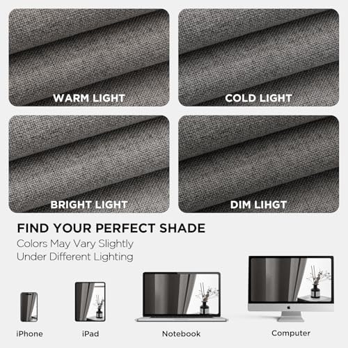 Light Grey Blackout Curtains, 96 Inches Long (2 Panels), 100% Blackout