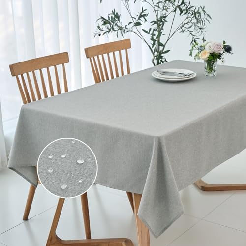 maxmill Square Linen Tablecloth Water Resistance Antiwrinkle