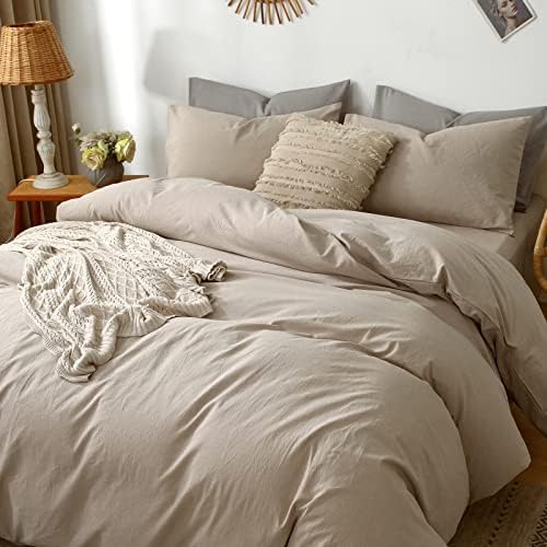 MOOMEE Pillowcase Set of 2 100% Washed Cotton Linen-Like King