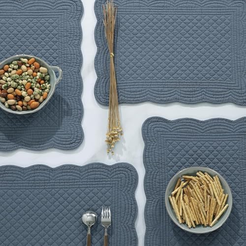 HOMBYS Quilted Placemats Set of 4 Washable-Rectangular Placemats for