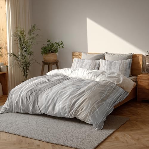 Batmerry Abstract Neutral Tones Full Size 100% Cotton Duvet Cover