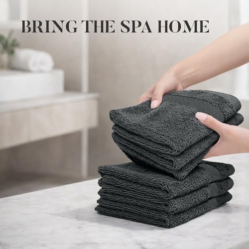 RIVERSIDE 12 Pack Premium Wash Cloths, 12x12 in, 600 GSM, Grey