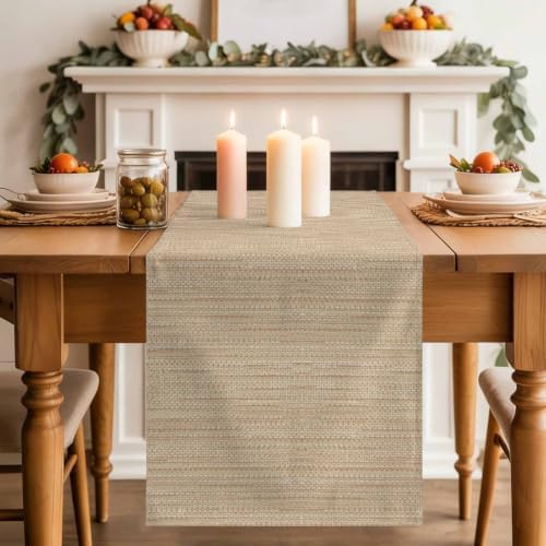 Modern Minimalist Art Table Runners 108 Inches Long, Solid Color Linen