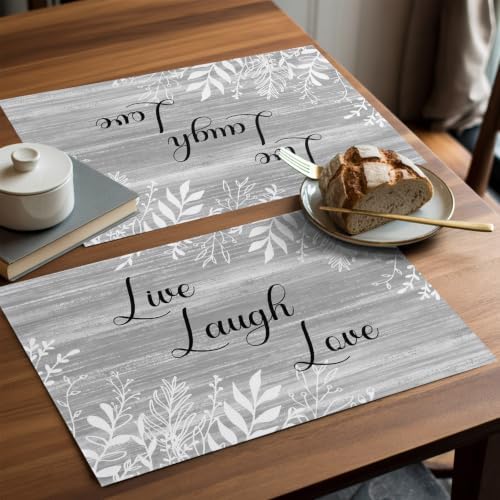 Leaves Placemats Set of 8, Rustic Minimalist Leaf Floral Botanical