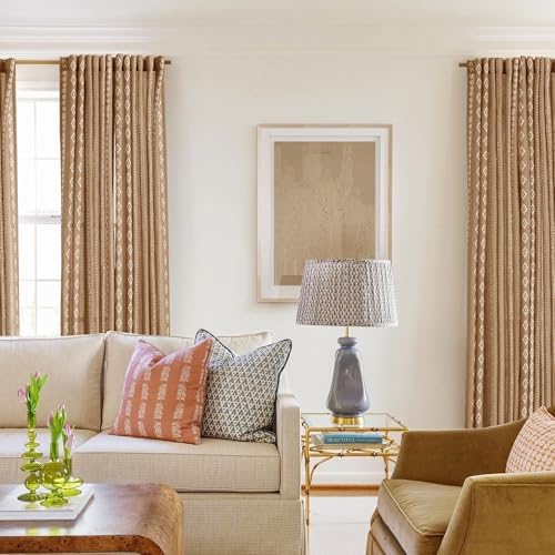 Light Brown Boho Linen Curtains 120 Inch Length 2 Panel Set with