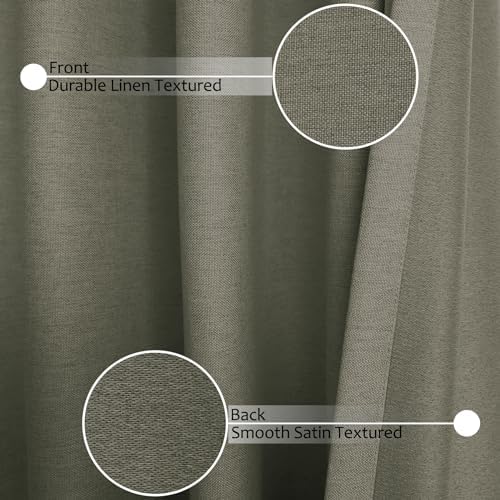 Frelement Blackout Linen Curtains Pinch Pleat Curtains Window
