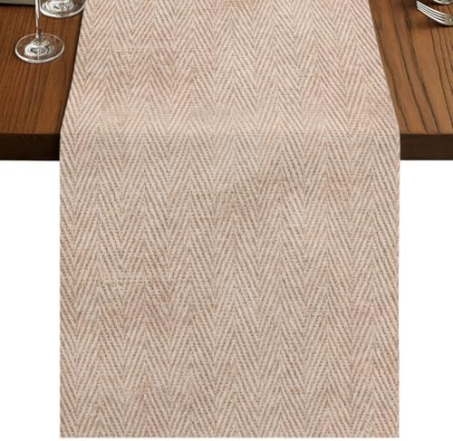 Beige Burlap Texture Table Runner Farmhouse Nature Linen Grain