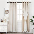 INLINAS Blackout Curtains with Sheer Overlay, Beige, 52x108 Inches