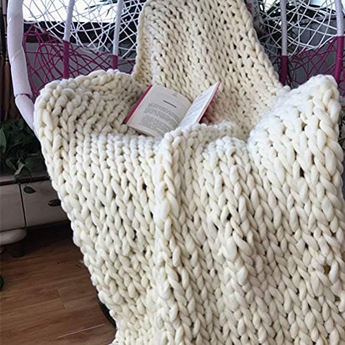 Chunky Knit Throw Blanket Handmade Soft Warm 50 x 50cm