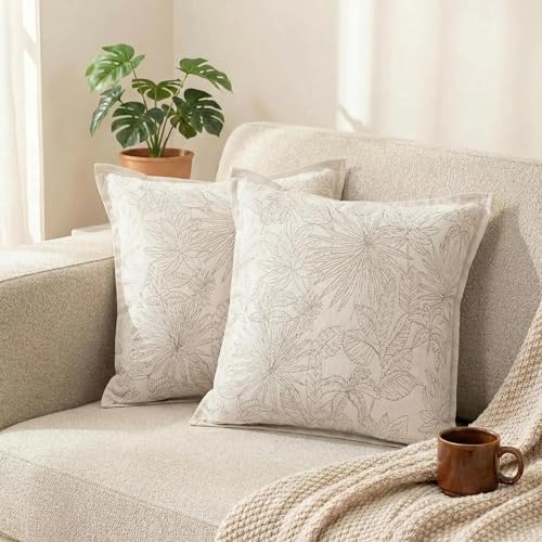 Floral Throw Pillow Covers 20x20 Set of 2, Fall Decorative Pillow