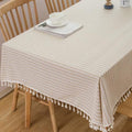 TruDelve Cloth Tablecloth Rectangular Beige Striped Cotton Table