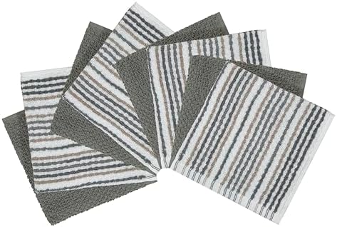 Bumble Dish Cloths 8-Pack, 100% Cotton Kitchen Towels, 12"x12" Grey