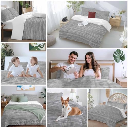 Vintage Gray Bedding 3 Piece Duvet Cover Set Queen Size, Country