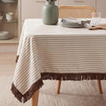 Beige Linen Rectangular Tablecloth, 70x52 Inch, Farmhouse Style