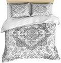 Grey Boho Bedding 3 Piece Duvet Cover Set Full Size, Middle Cuntury