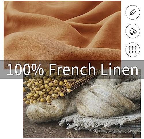 ATLINIA 100% Linen Pillow Shams King Size Rust Linen Pillow Case