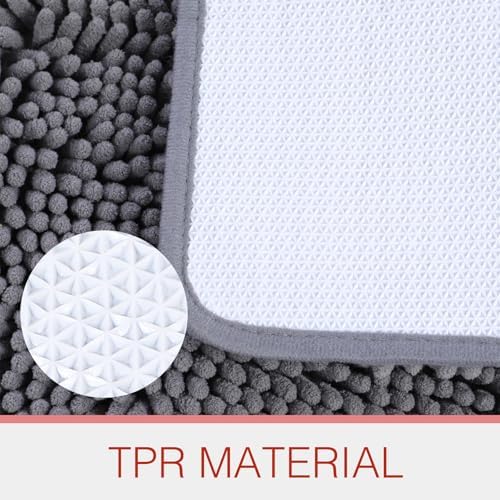 Tinideya 2 Pcs Bathroom Rugs Thick Soft Plush Absorbent Chenille, TPR