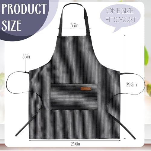 Handepo 12 Pcs Cotton Striped Aprons for Cooking