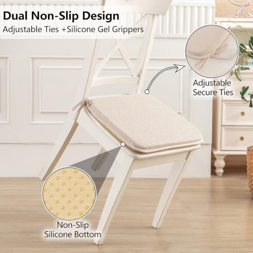 Mebakuk Chair Cushions Set of 4, Linen Textured Kitchen Chair Pads