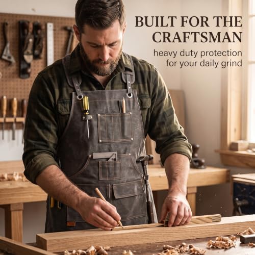 Waxed Canvas Work Apron for Men and Women,Grey,Brown,One Size
