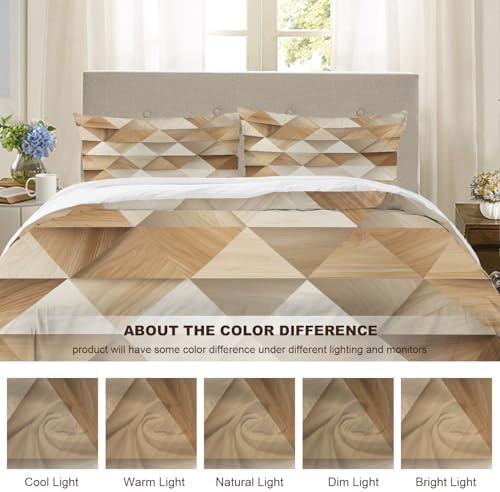 Geometric Interlaced 100% Cotton Duvet Cover Set King Size, Wooden