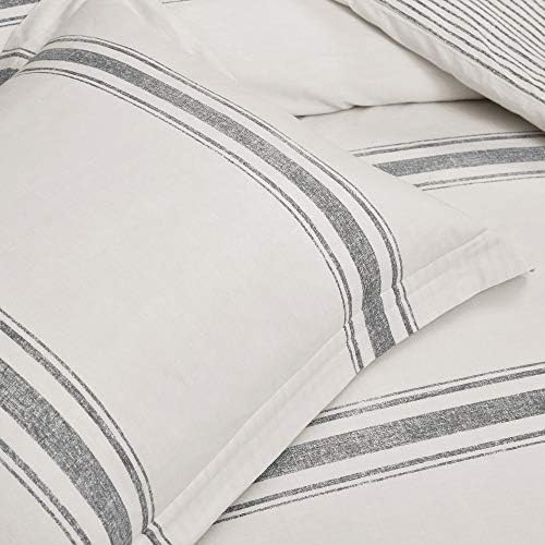 Lush Decor Farmhouse Stripe Reversible Cotton Duvet Cover Queen Size