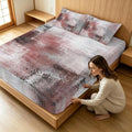 Queen Fitted Sheet Deep Pocket, Red Gray Graffiti Texture Soft