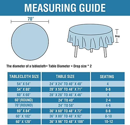 H.VERSAILTEX Linen Textured Tablecloth Round 70 inch Waterproof