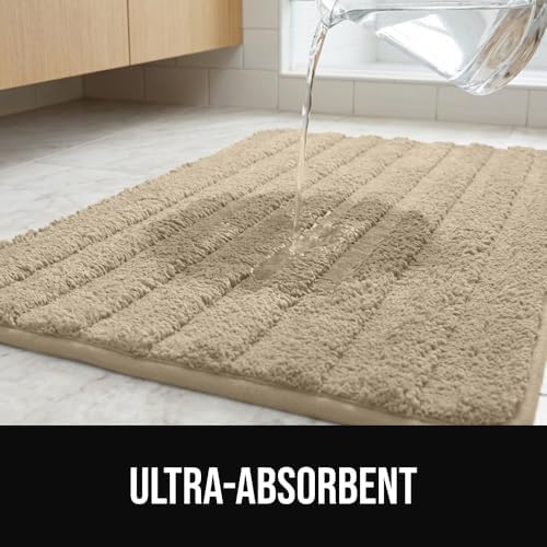 GORILLA GRIP Memory Foam Bathroom Rugs, 23x16 and 30x18, Beige