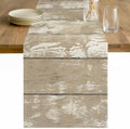 Beige Cotton Linen Rectangle Table Runners 13"x108", Farmhouse Vintage