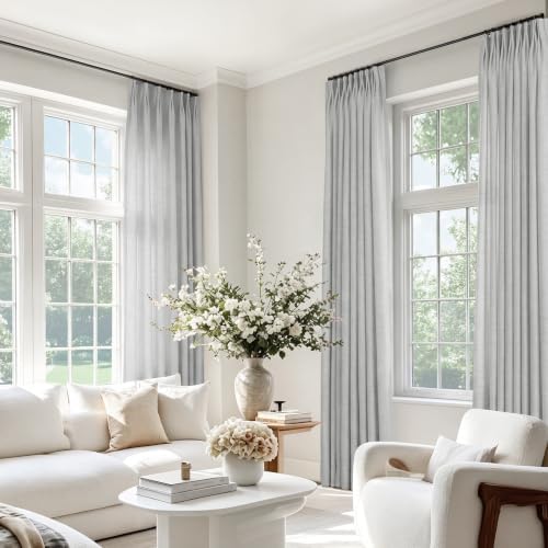 Frelement Semi Sheer Linen Curtains Pinch Pleat Top 84" Wx108L 1 Panel