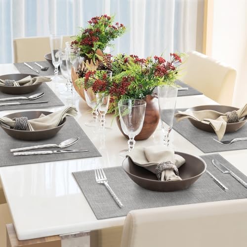 Faux Leather Placemats Set of 8 Washable PU Table mats for Kitchen