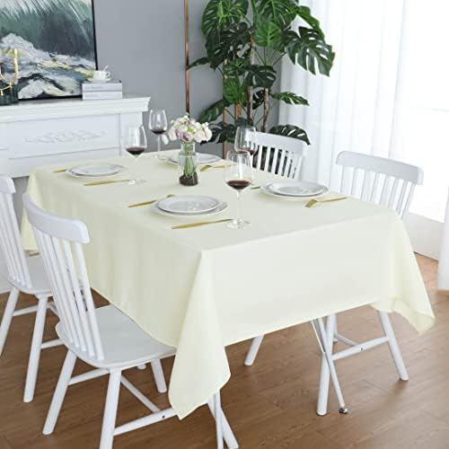 FOLINS&HOME Cream Rectangle Tablecloth 60 x 102 Inch Waterproof Table