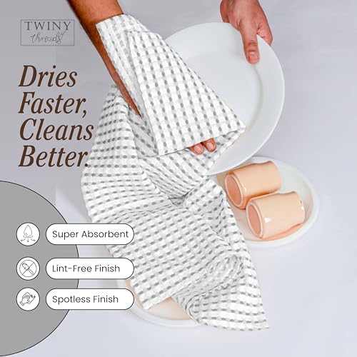 TWINY threads 4 Pack 100% Cotton Kitchen Towels, 16"x26"