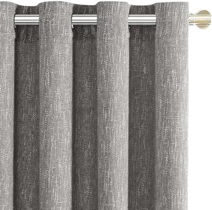 Burlap Linen Farmhouse Curtains 84 inch Length 2 Panels for Living