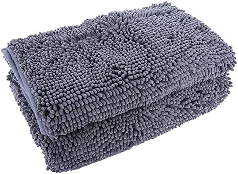 Chenille Bathroom Non Slip Mat, Water Absorbent Rug Set, 2pcs Anti